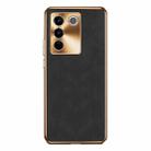For vivo S16 Pro Electroplating Lambskin Leather Phone Case(Black) - 1