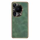 For Huawei Pura 70 Ultra Electroplating Lambskin Leather Phone Case(Green) - 1