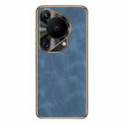 For Huawei Pura 70 Ultra Electroplating Lambskin Leather Phone Case(Blue) - 1