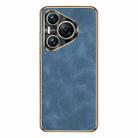 For Huawei Pura 70 Pro / 70 Pro+ Electroplating Lambskin Leather Phone Case(Blue) - 1