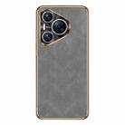 For Huawei Pura 70 Electroplating Lambskin Leather Phone Case(Grey) - 1