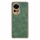 For Huawei nova 12 Electroplating Lambskin Leather Phone Case(Green) - 1