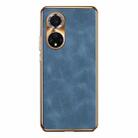 For Huawei nova 9 Pro Electroplating Lambskin Leather Phone Case(Blue) - 1