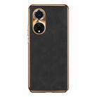 For Huawei nova 9 Pro Electroplating Lambskin Leather Phone Case(Black) - 1