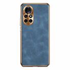 For Huawei nova 8 Pro Electroplating Lambskin Leather Phone Case(Blue) - 1