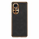 For Huawei nova 8 Pro Electroplating Lambskin Leather Phone Case(Black) - 1