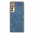 For Huawei nova 7 Electroplating Lambskin Leather Phone Case(Blue) - 1