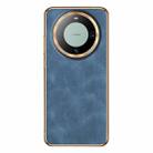 For Huawei Mate 60 Electroplating Lambskin Leather Phone Case(Blue) - 1