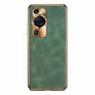 For Huawei P60 / P60 Pro Electroplating Lambskin Leather Phone Case(Green) - 1