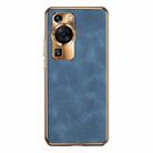 For Huawei P60 / P60 Pro Electroplating Lambskin Leather Phone Case(Blue) - 1