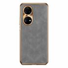 For Huawei P50 Pro Electroplating Lambskin Leather Phone Case(Grey) - 1