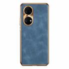 For Huawei P50 Electroplating Lambskin Leather Phone Case(Blue) - 1