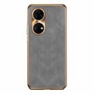 For Huawei P50 Electroplating Lambskin Leather Phone Case(Grey) - 1