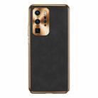 For Huawei P40 Pro Electroplating Lambskin Leather Phone Case(Black) - 1