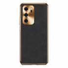 For Huawei P40 Electroplating Lambskin Leather Phone Case(Black) - 1