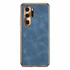 For Huawei P30 Pro Electroplating Lambskin Leather Phone Case(Blue) - 1