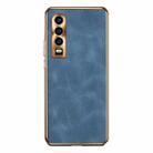 For Huawei P30 Electroplating Lambskin Leather Phone Case(Blue) - 1