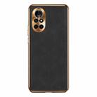 For Huawei nova 8 Electroplating Lambskin Leather Phone Case(Black) - 1