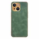 For iPhone 15 Electroplating Lambskin Leather Phone Case(Green) - 1