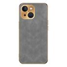 For iPhone 15 Electroplating Lambskin Leather Phone Case(Grey) - 1