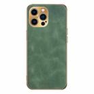 For iPhone 14 Pro Electroplating Lambskin Leather Phone Case(Green) - 1