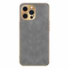 For iPhone 14 Pro Electroplating Lambskin Leather Phone Case(Grey) - 1