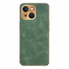 For iPhone 14 Electroplating Lambskin Leather Phone Case(Green) - 1