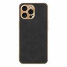 For iPhone 12 Pro Max Electroplating Lambskin Leather Phone Case(Black) - 1