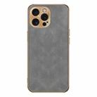 For iPhone 12 Pro Max Electroplating Lambskin Leather Phone Case(Grey) - 1