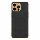 For iPhone 12 Pro Electroplating Lambskin Leather Phone Case(Black) - 1