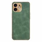 For iPhone 12 Electroplating Lambskin Leather Phone Case(Green) - 1