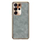 For Samsung Galaxy S23 Ultra 5G Electroplating Lambskin Leather Phone Case(Grey) - 1