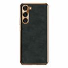 For Samsung Galaxy S23 5G Electroplating Lambskin Leather Phone Case(Black) - 1