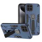For Samsung Galaxy M53 5G Shockproof Holder Phone Case(Blue) - 1