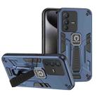 For vivo V23 5G Shockproof Holder Phone Case(Blue) - 1