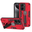 For vivo Y16 Shockproof Holder Phone Case(Red) - 1