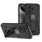 For Honor X7a Shockproof Holder Phone Case(Black) - 1