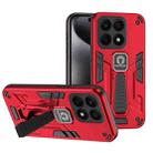 For Honor X8a Shockproof Holder Phone Case(Red) - 1