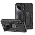 For Motorola Moto E13 Shockproof Holder Phone Case(Black) - 1