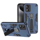 For Motorola Moto E13 Shockproof Holder Phone Case(Blue) - 1