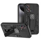 For Motorola Edge 30 Fusion Shockproof Holder Phone Case(Black) - 1