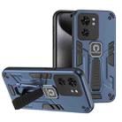 For Motorola Edge 40 Shockproof Holder Phone Case(Blue) - 1