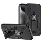 For Motorola Moto G Play 2023 Shockproof Holder Phone Case(Black) - 1