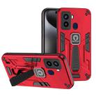 For Tecno Pop 6 2 in 1 Shockproof Holder Phone Case(Red) - 1