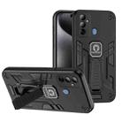 For Tecno Pop 6 Go 2 in 1 Shockproof Holder Phone Case(Black) - 1