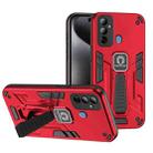 For Tecno Pop 6 Go 2 in 1 Shockproof Holder Phone Case(Red) - 1