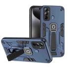 For Tecno Pop 6 Go 2 in 1 Shockproof Holder Phone Case(Blue) - 1