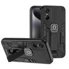 For Tecno Pop 6 Pro 2 in 1 Shockproof Holder Phone Case(Black) - 1