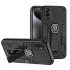 For Tecno Pova 4 2 in 1 Shockproof Holder Phone Case(Black) - 1