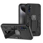 For Tecno Pova 4 Pro 2 in 1 Shockproof Holder Phone Case(Black) - 1